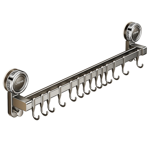 吸盘厨房挂钩免打孔多功能挂杆锅铲勺子刀具挂架壁挂式收纳架承重