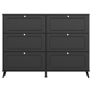 三梦实木超薄鞋柜进门黑色家用门口入户门小窄鞋柜玄关柜一体楼道