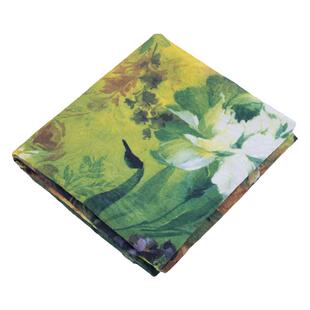 春秋款深绿色暗纹提花水彩牡丹花油画印花时装布料做裙子衬衫面料