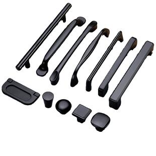 抽屉衣柜柜门拉手五金单孔橱家具简约柜子美式黑色小把手孔距实心