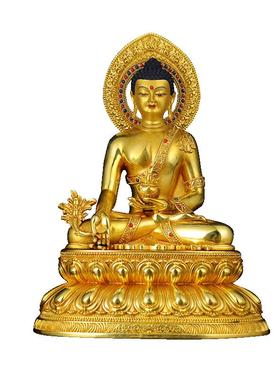 藏式7寸鎏金药师铜器摆件