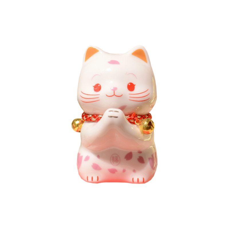 新款精致小号日式陶瓷招财猫摆件