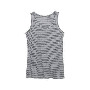 荒荒家 宽松条纹背心2025夏季新款学院风U领休闲打底内搭外穿女