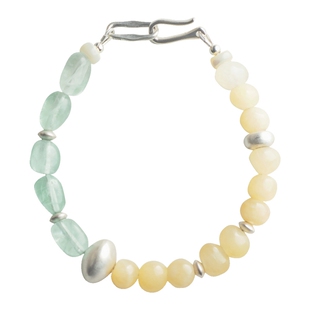 不秋草/天然水晶串珠手链萤石足银转运珠纯银新中式设计首饰礼物