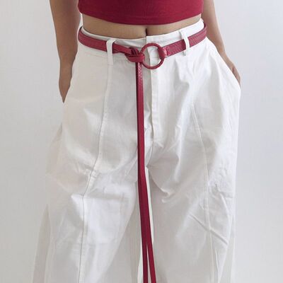 腰间配饰腰带女款配牛仔裤高级感收腰系带y2k美式复古红色细皮带