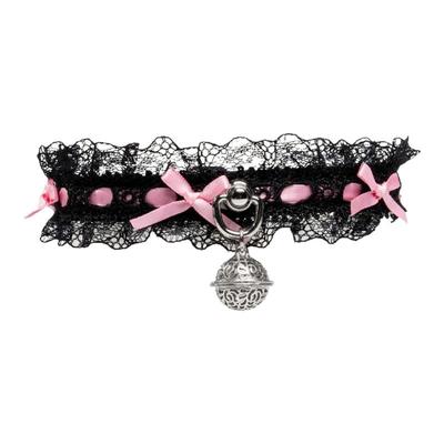 Puppy*女仆蕾丝choker丝带蝴蝶结项链真皮铃铛项圈情侣礼物