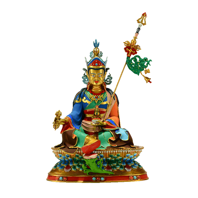彩绘莲花生大士铜像摆件