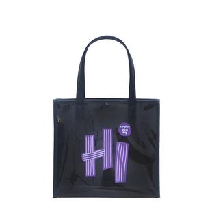 尚盈Hi黑色透明防水手提袋果冻游泳包手提袋大学生外出杂物收纳袋