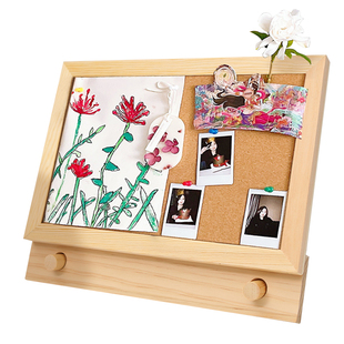 brandland支架一体式软木板照片墙ins风桌面留言板展示板自粘墙贴照片背景墙钉板水松板公告栏装饰物告示板