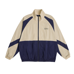 BD健美站新款春季外套男宽松防风时尚撞色运动夹克外套男