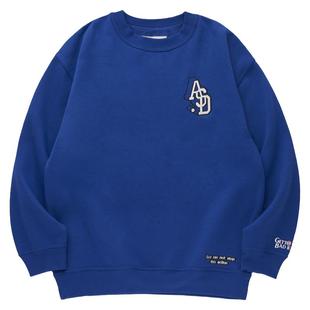 ACTIONS 潮牌春季新款ASD刺绣美式宽松加绒长袖圆领卫衣男送冷帽