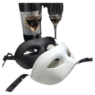 万圣节化妆舞会黑色男士面具半脸成人派对白色个性帅气古风面罩男