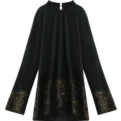 COCOBELLA烫金缎面拼接针织衬衫