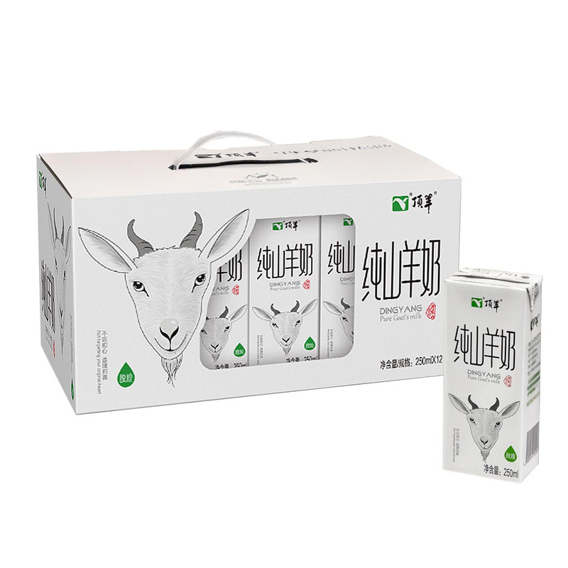 顶羊纯山羊奶大盒装12x250毫升不含蔗糖脱膻早餐奶送孩子送父母