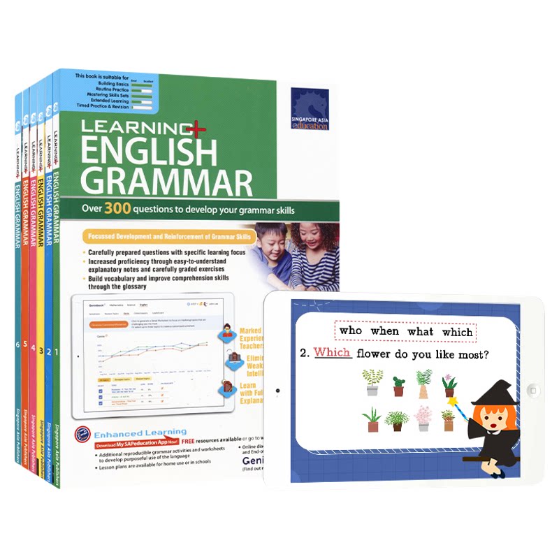 新加坡SAP Learning English Grammar Workbook 学习语法系列 小学1-6年级练习册 赠