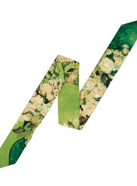 油画文艺丝巾领巾长条发带装饰