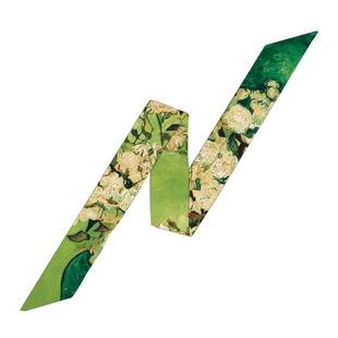 梵高系列油画丝巾细窄小长条发带飘带绑包包手柄丝带装饰文艺领巾