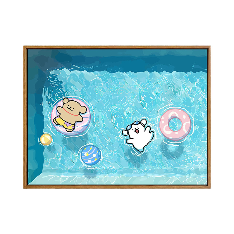 雅调夏日水果小狗diy数字油画