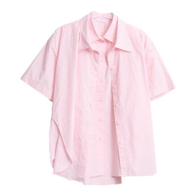 pushBUTTON 日常通勤女士假两件休闲短袖衬衫银泰百货精品 301596