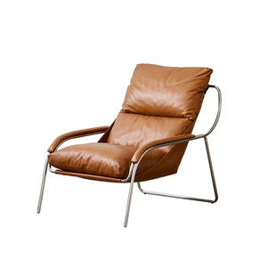 zolle洛霞沙发椅/客厅真皮休闲椅中古包豪斯复古风油蜡皮单人沙发