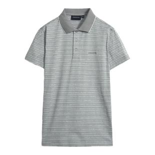 伦敦雾秋季新款丝光棉条纹短袖Polo衫休闲商务通勤舒适翻领t恤男