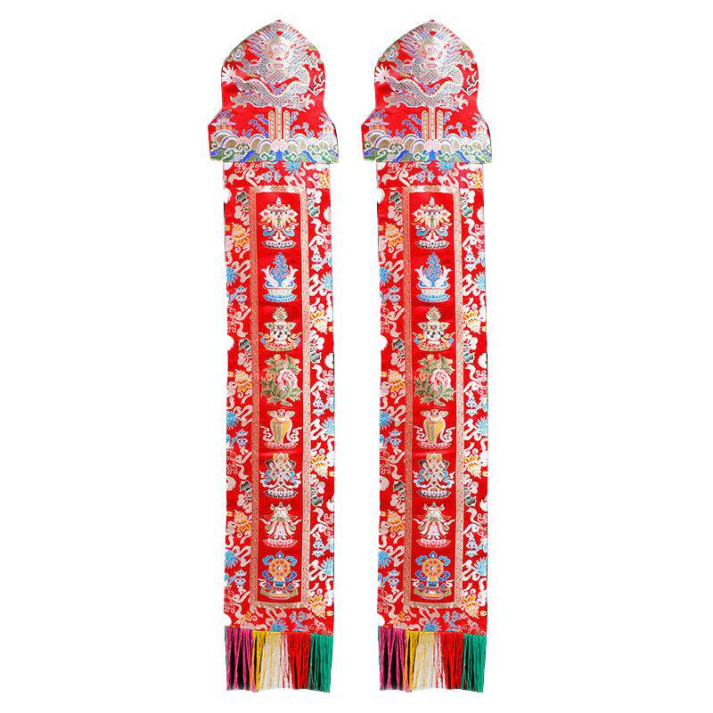 1米4绣花八吉祥对联家居系挂幡