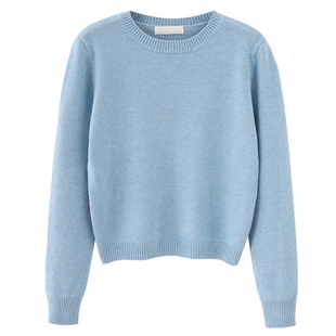 短款毛衣女冬季新款套头羊毛针织打底衫春秋宽松外穿简约矮个上衣