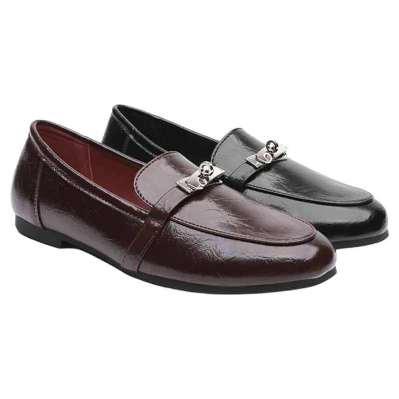 月芽儿2025秋季新款英伦风小皮鞋女一脚蹬乐福鞋百搭复古单鞋女鞋