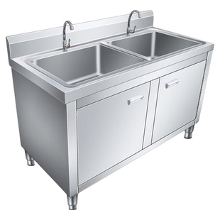 新疆包邮厨房水池下水管全套小型水槽单双池洗手沥水不锈钢操作台