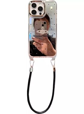 lizardhill 镜面波点适用苹果16pro手机壳17pro新款iphone15promax斜挎背带挂绳14pro零钱包13小众高级感男女