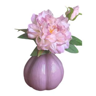 紫牡丹花仿真花客厅轻奢装饰床头柜高级感陶瓷摆件家居摆件陶瓷瓶