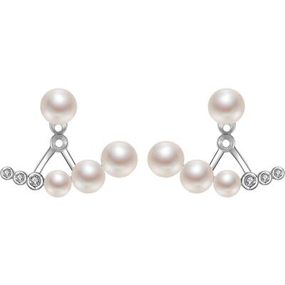 京润耳钉s925银白色淡水珍珠