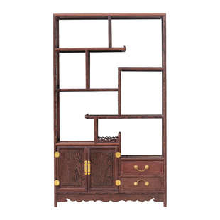 鸡翅木博古架实木中式多宝阁红木茶叶柜古董置物架玄关隔断茶叶架