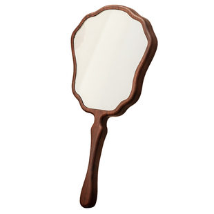 复古化妆镜手持镜卧室梳妆台桌面轻奢镜子化妆镜胡桃木简约桌面镜