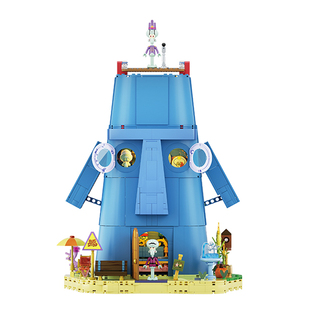 中国积木AREAX砖区海绵宝宝章鱼哥的石像屋模型拼装玩具摆件礼物