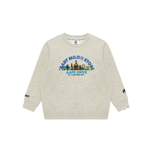 Aape联名BABY MILO STORE童装卡通图案印花圆领加绒卫衣9798XAP