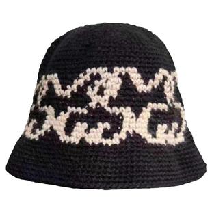 白敬亭同款手工钩织渔夫帽子女秋冬季日系镂空针织盆帽保暖毛线帽