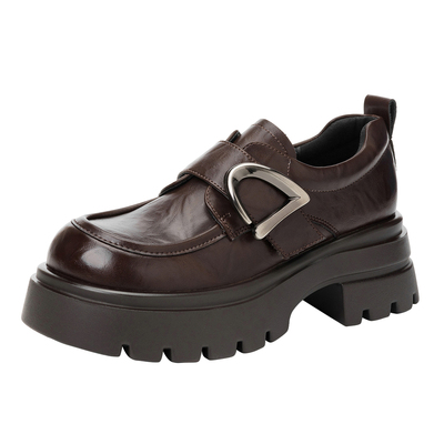 达芙妮英伦风厚底增高乐福小皮鞋