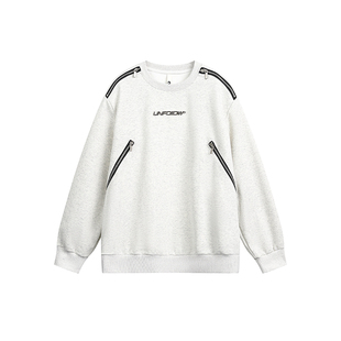 BOYUE帛跃美式解构金属拉链高街卫衣休闲重磅圆领痞帅小众上衣男