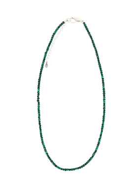 孔雀石女项链925银延长链毛衣链