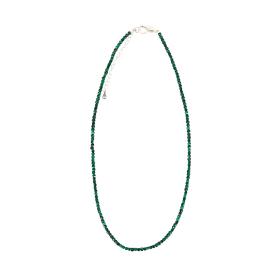 孔雀石女项链925银延长链毛衣链