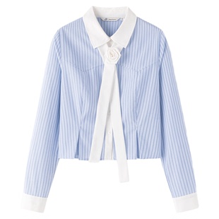 东京岁时记jk学院风小个子气质条纹上衣衬衫灰条半裙显瘦穿搭套装