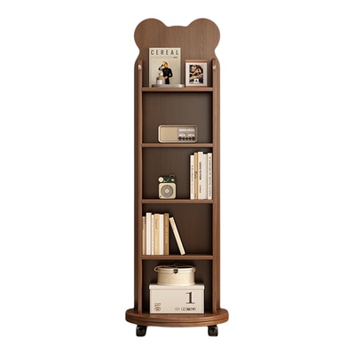 小熊书架旋转移动穿衣镜全身镜落地镜报刊书架一体镜储物试衣镜子