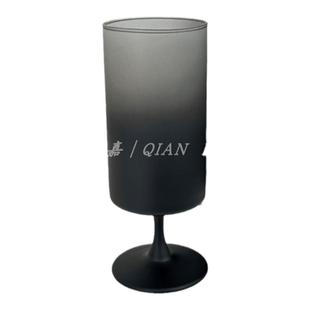 网红渐变黑磨砂质感高脚直筒杯家用高颜值水杯玻璃果茶杯饮品杯子