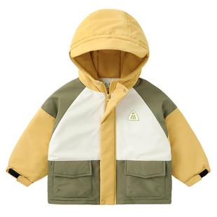 右欧儿童连帽加绒加厚外套户外防风防水男童女童上衣冬季新款童装