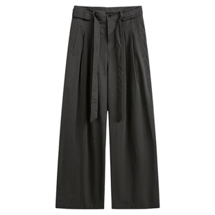 Point lamp日系复古设计飘带休闲裤男女潮牌宽松直筒阔腿工装裤