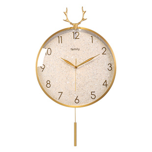 挂钟客厅2025新款贝壳时钟挂墙家用轻奢高级感免打孔简约石英钟表