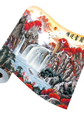 新中式客厅油画手绘山水画风景画