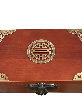仿古木箱喜字贴片纯铜配件护角片