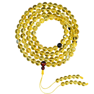 天然金珀108颗手串手链俄罗斯琥珀念珠吊坠挂链波罗的海原矿保真